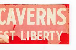 Ohio Caverns AAA West Liberty Tin Sign NOS