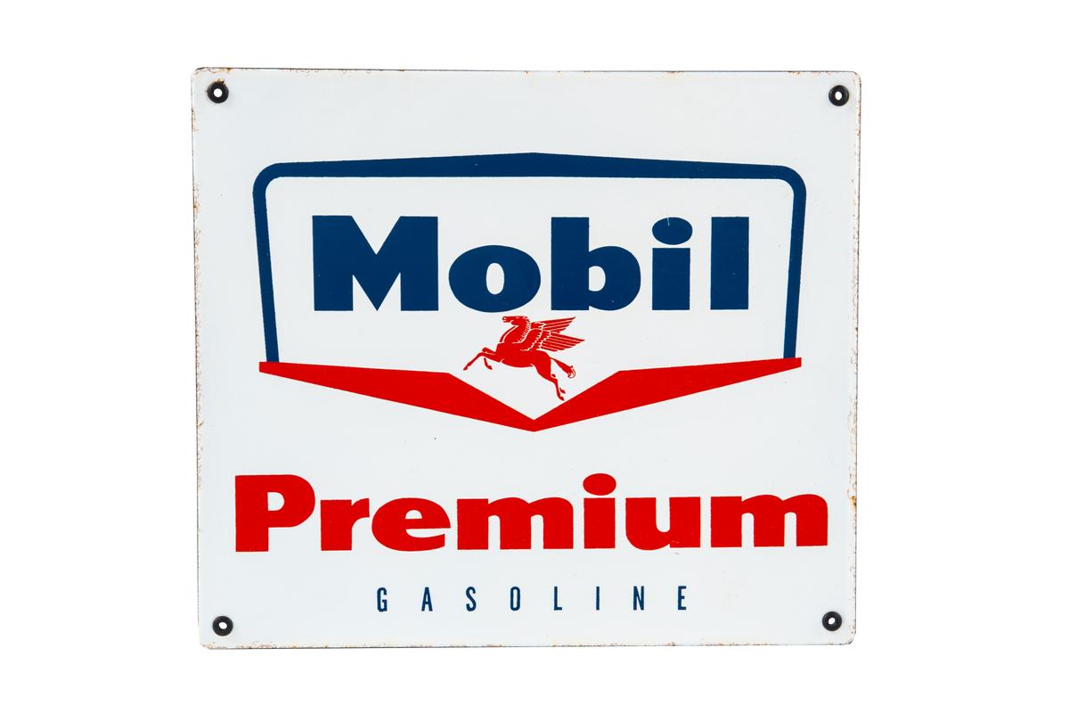 Mobil Premium Gasoline Porcelain Gas Pump Sign