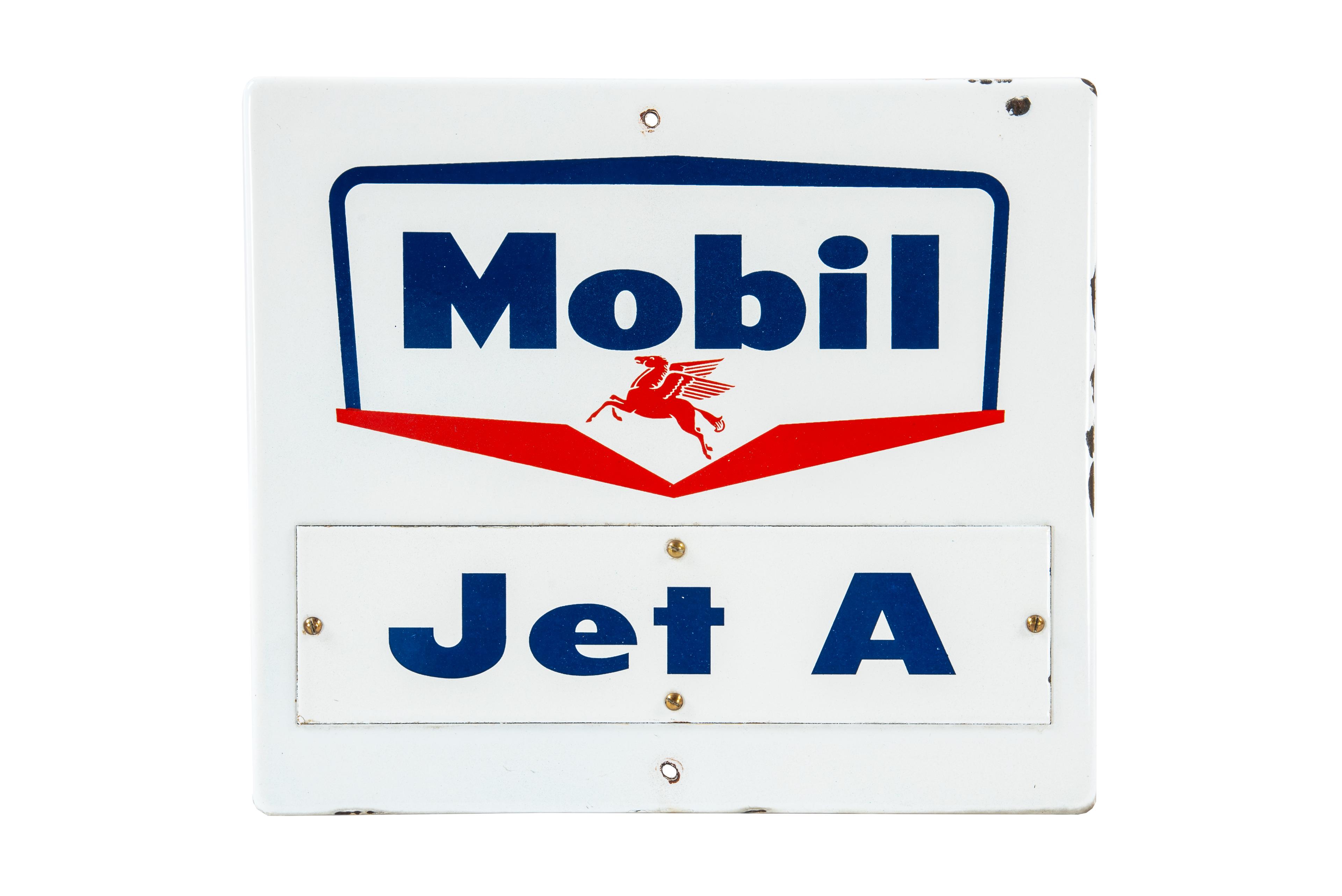 Mobil Jet A Gasoline Porcelain Gas Pump Sign