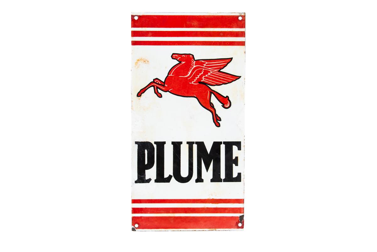 Mobil Gasoline Plume Porcelain Sign