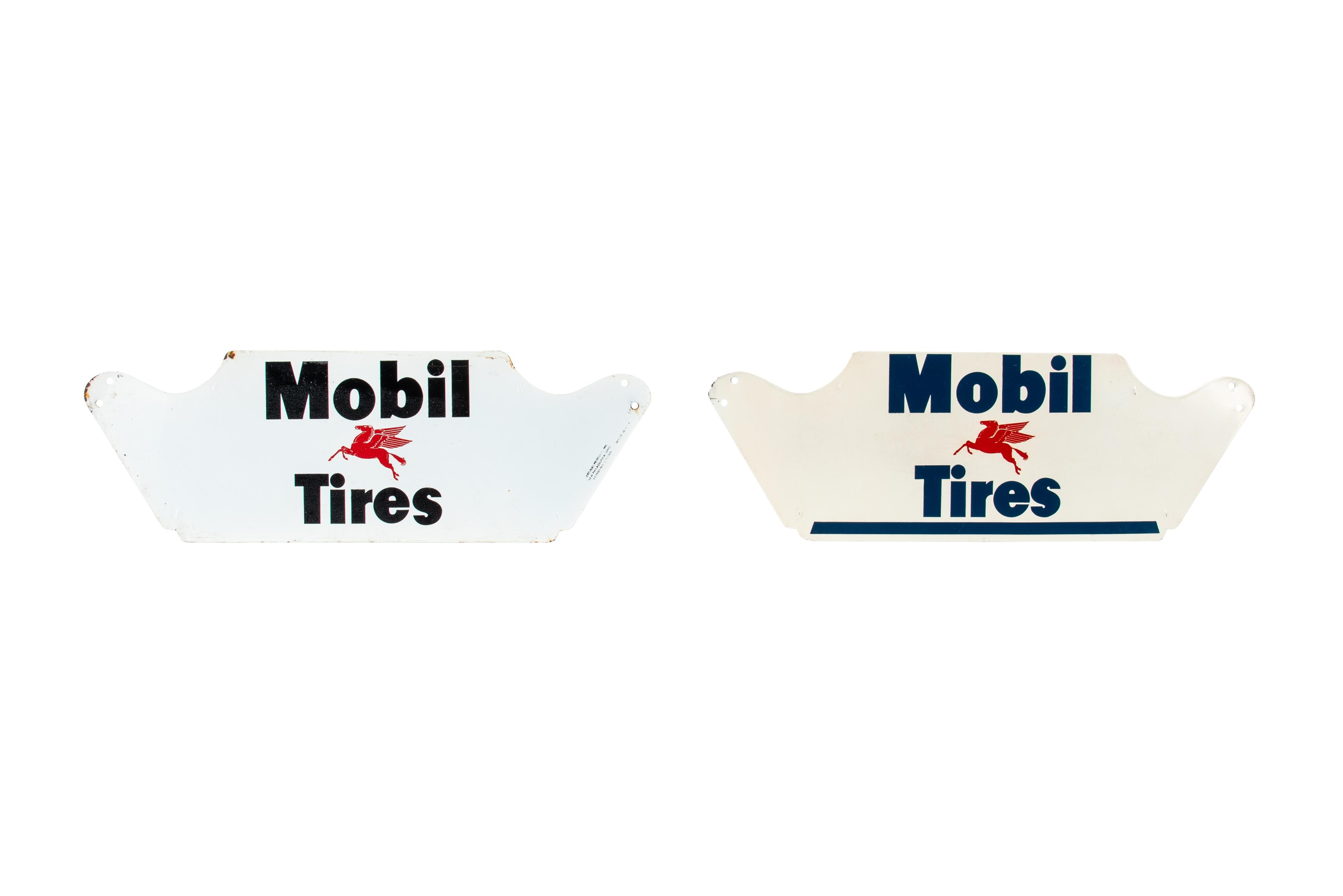 2 Mobil Tires Tin Tire Stand Signs