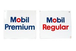 2 Mobil Gasoline Porcelain Gas Pump Signs