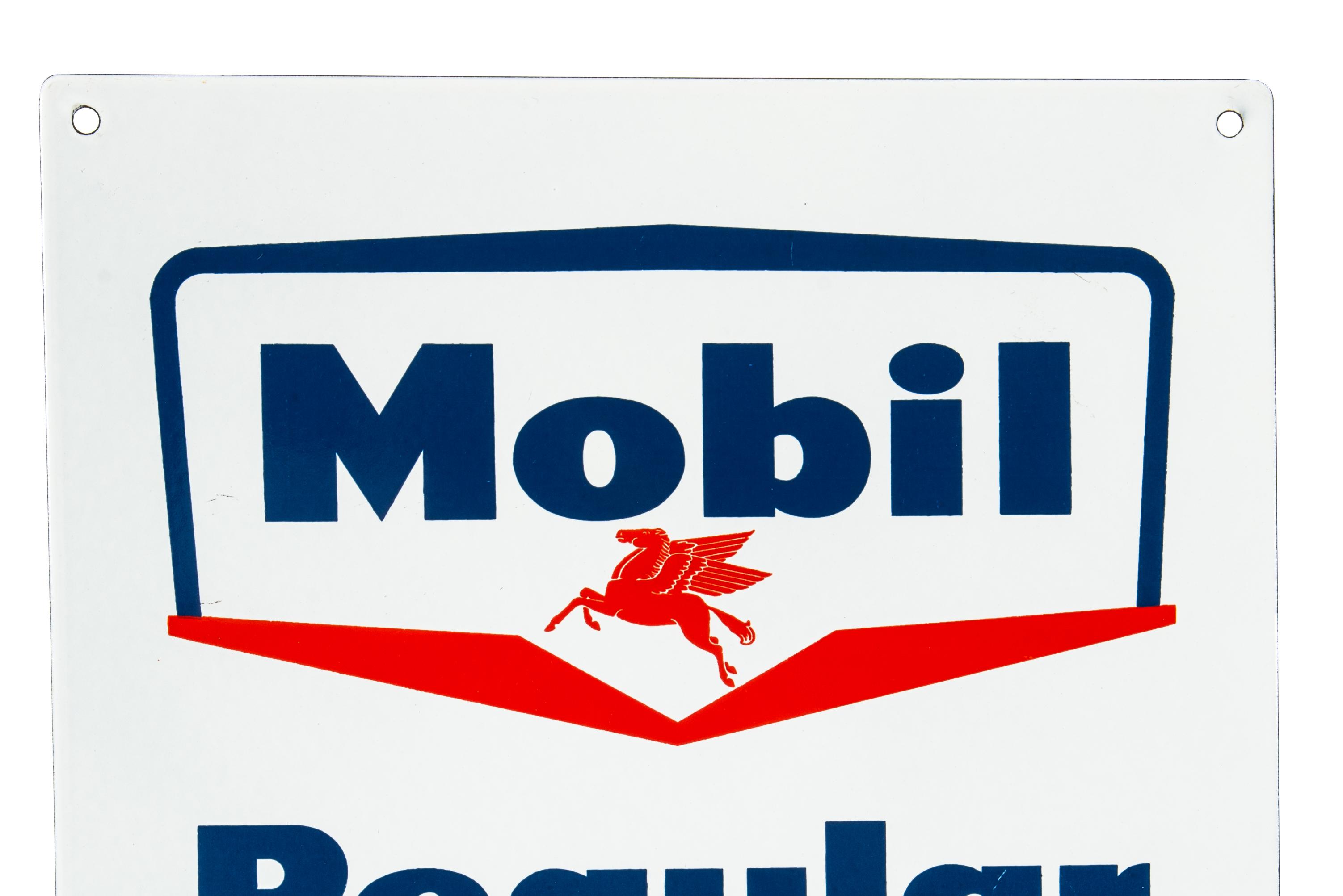 Mobil Regular Gasoline Porcelain Gas Pump Sign