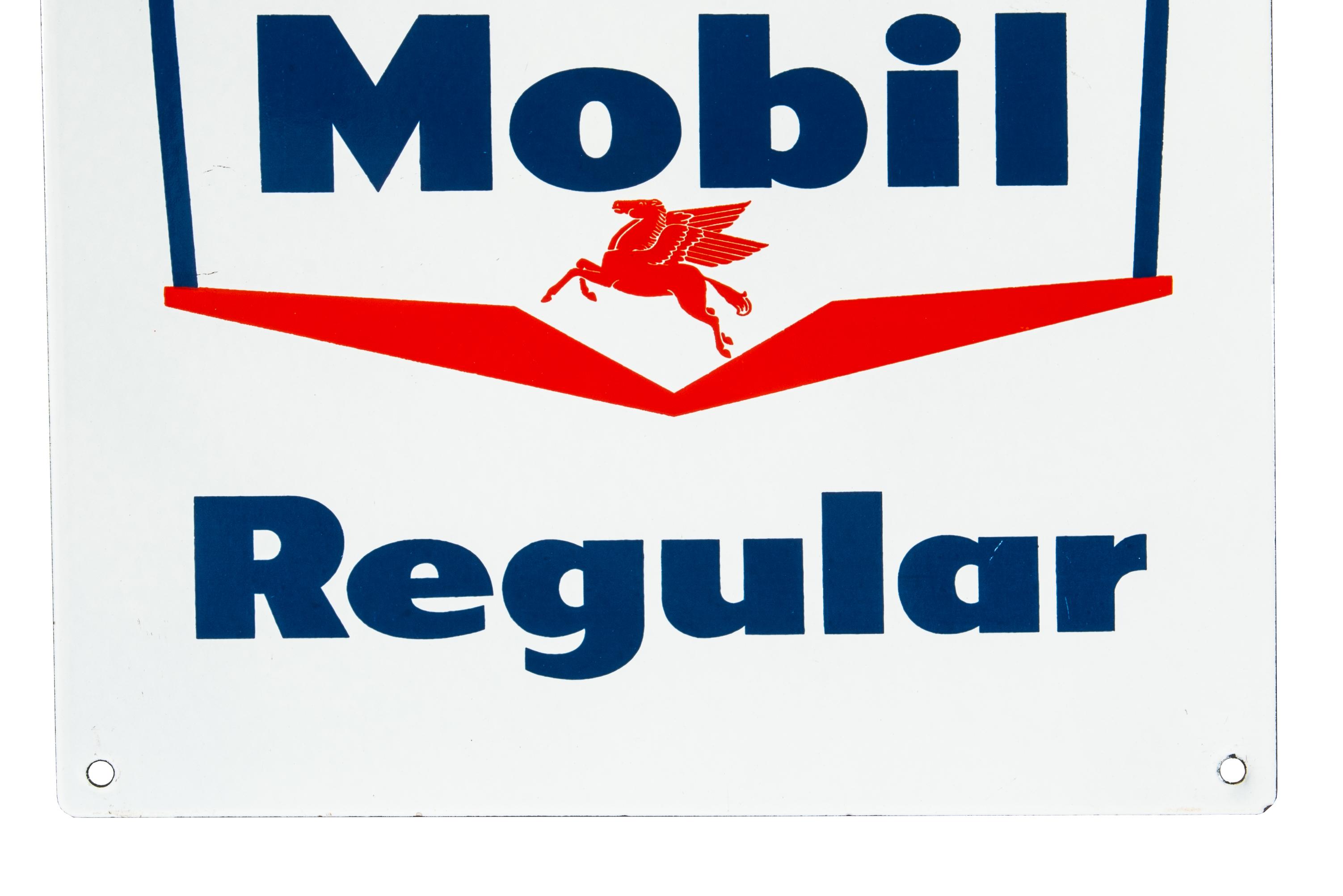 Mobil Regular Gasoline Porcelain Gas Pump Sign