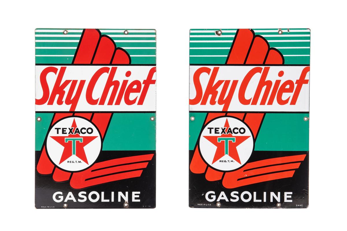 2 Texaco Sky Chief Porcelain Gas Pump Plates