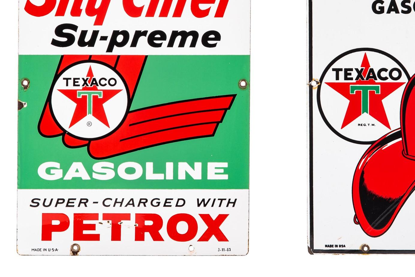 2 Texaco Porcelain Gas Pump Plates