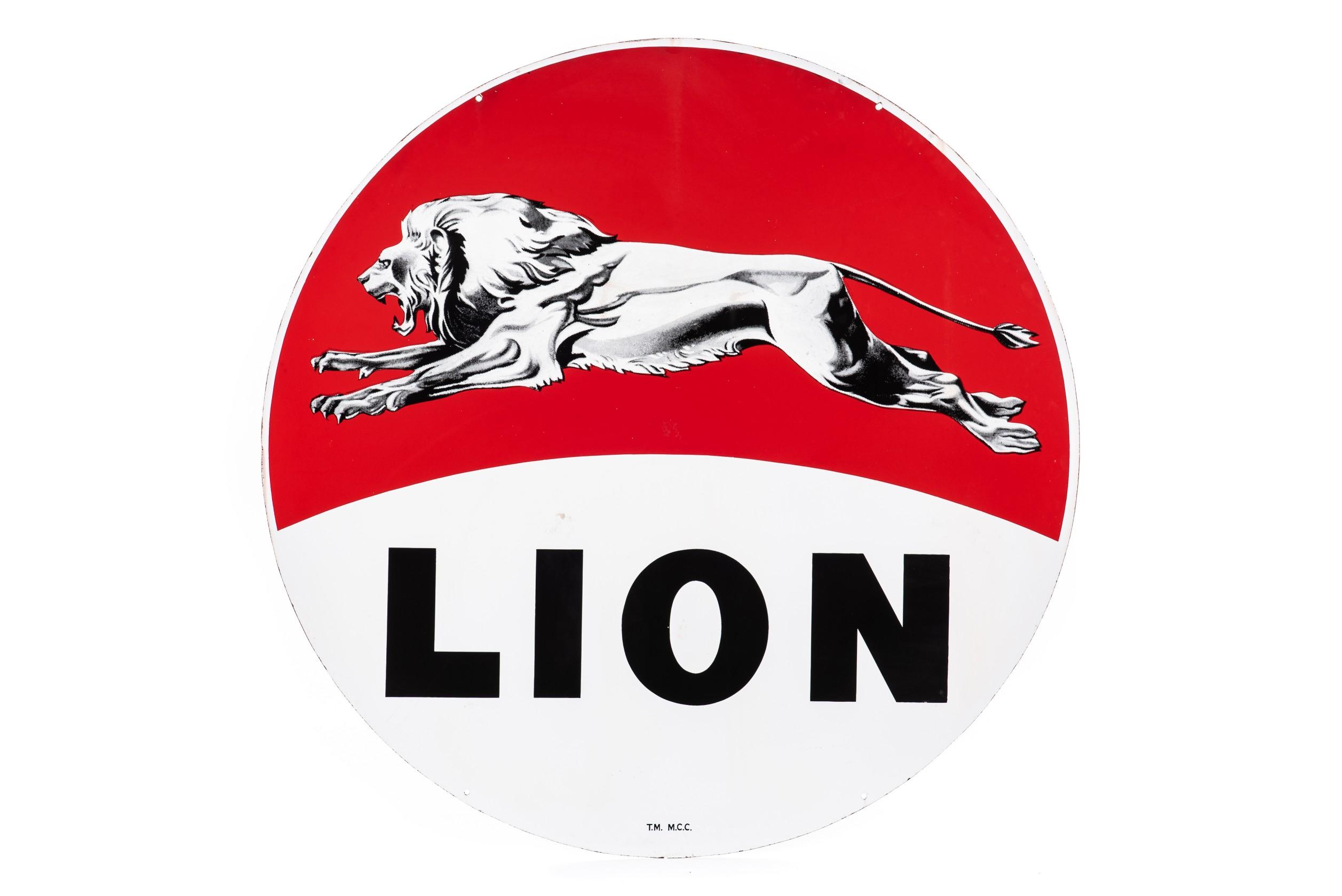 Lion Gasoline Porcelain Sign