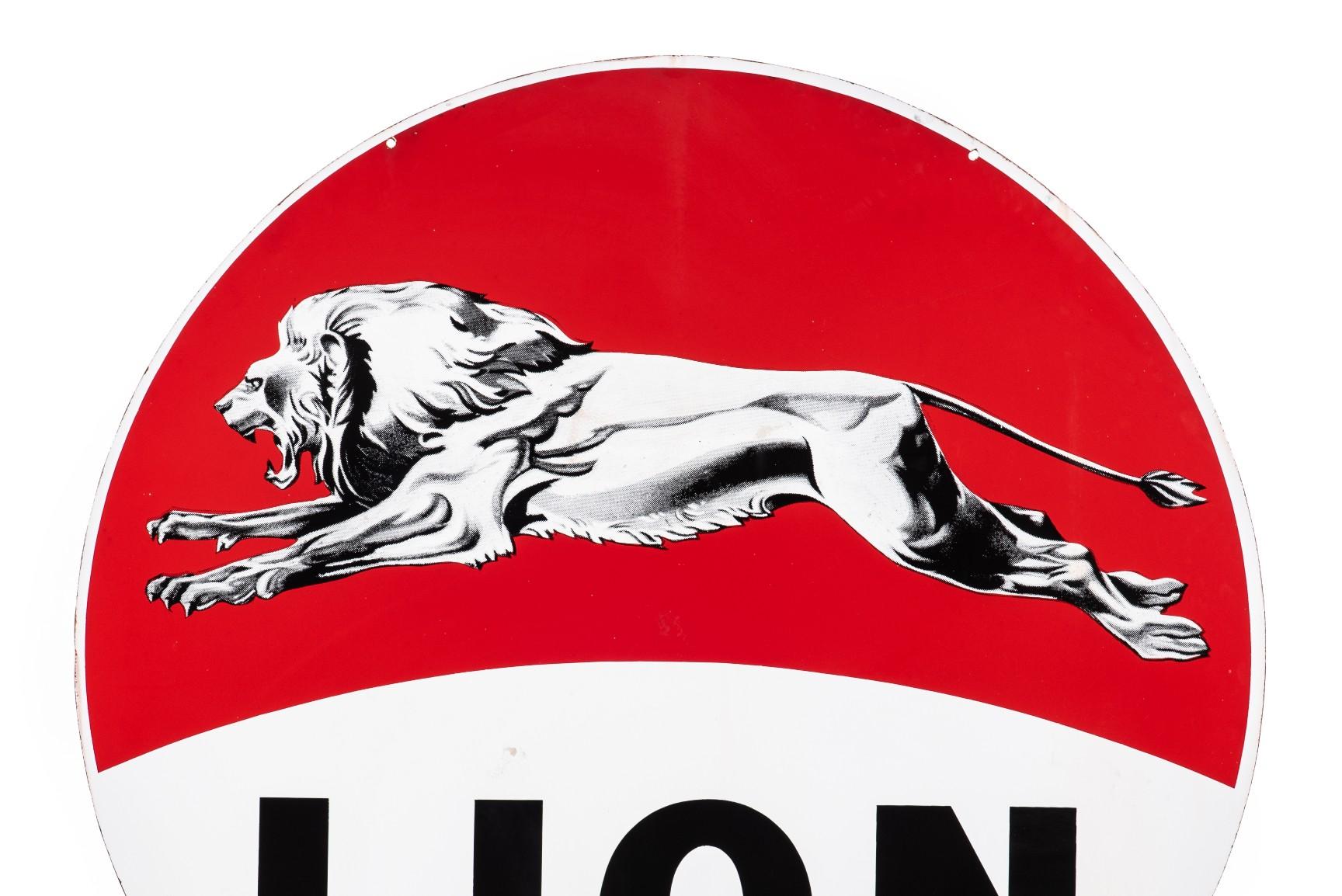 Lion Gasoline Porcelain Sign