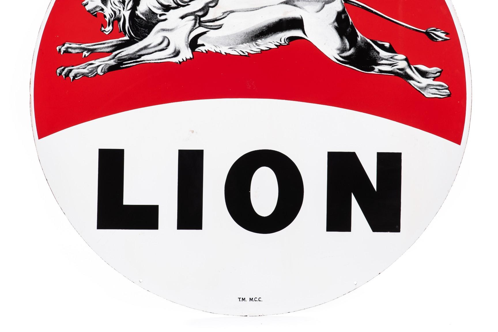 Lion Gasoline Porcelain Sign