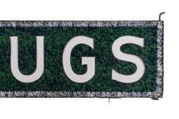 Drugs Milk Glass Textured Porcelain Lighted Sign