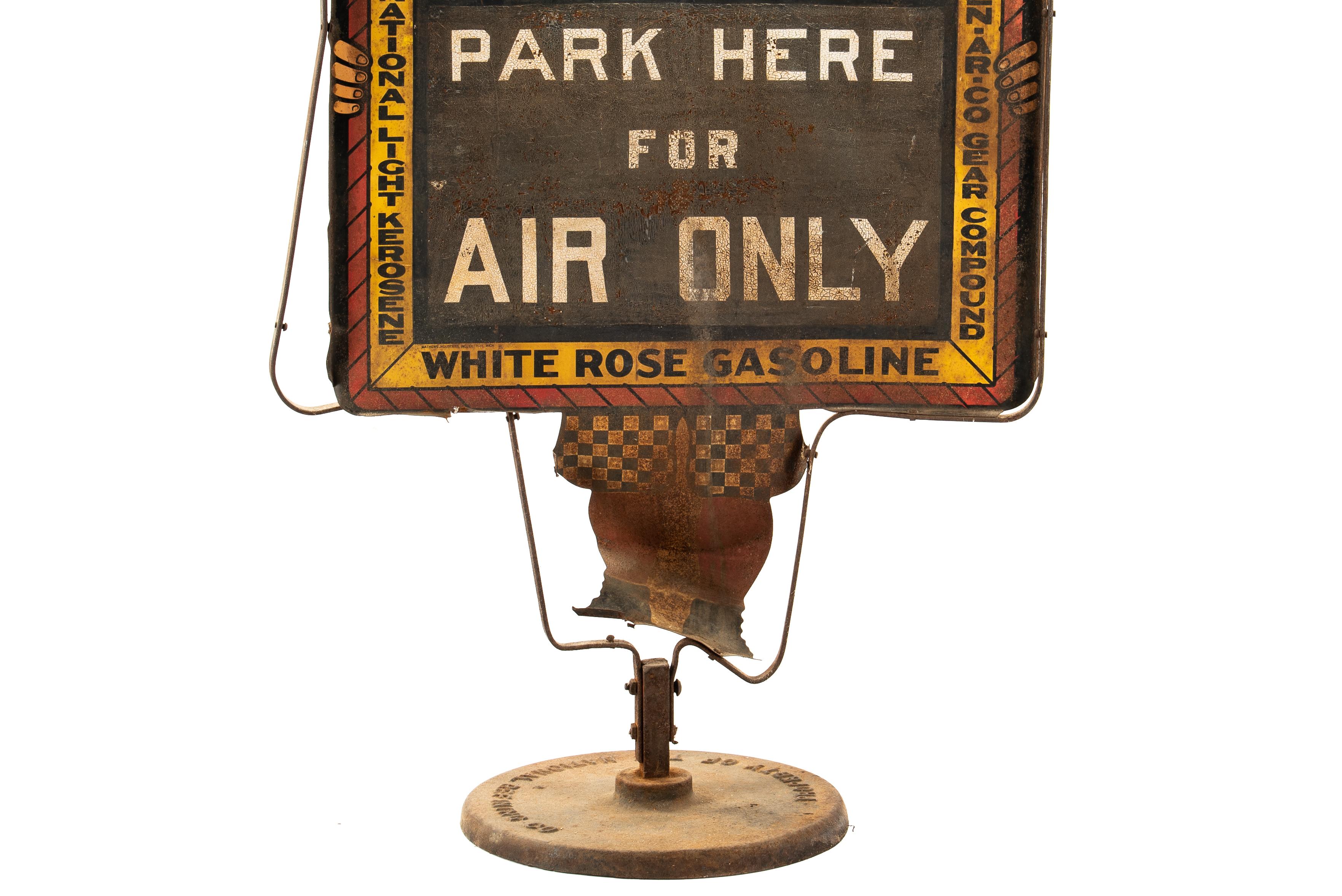 En-ar-co Oil White Rose Gasoline Boy & Slate Logo Sign