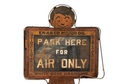 En-ar-co Oil White Rose Gasoline Boy & Slate Logo Sign