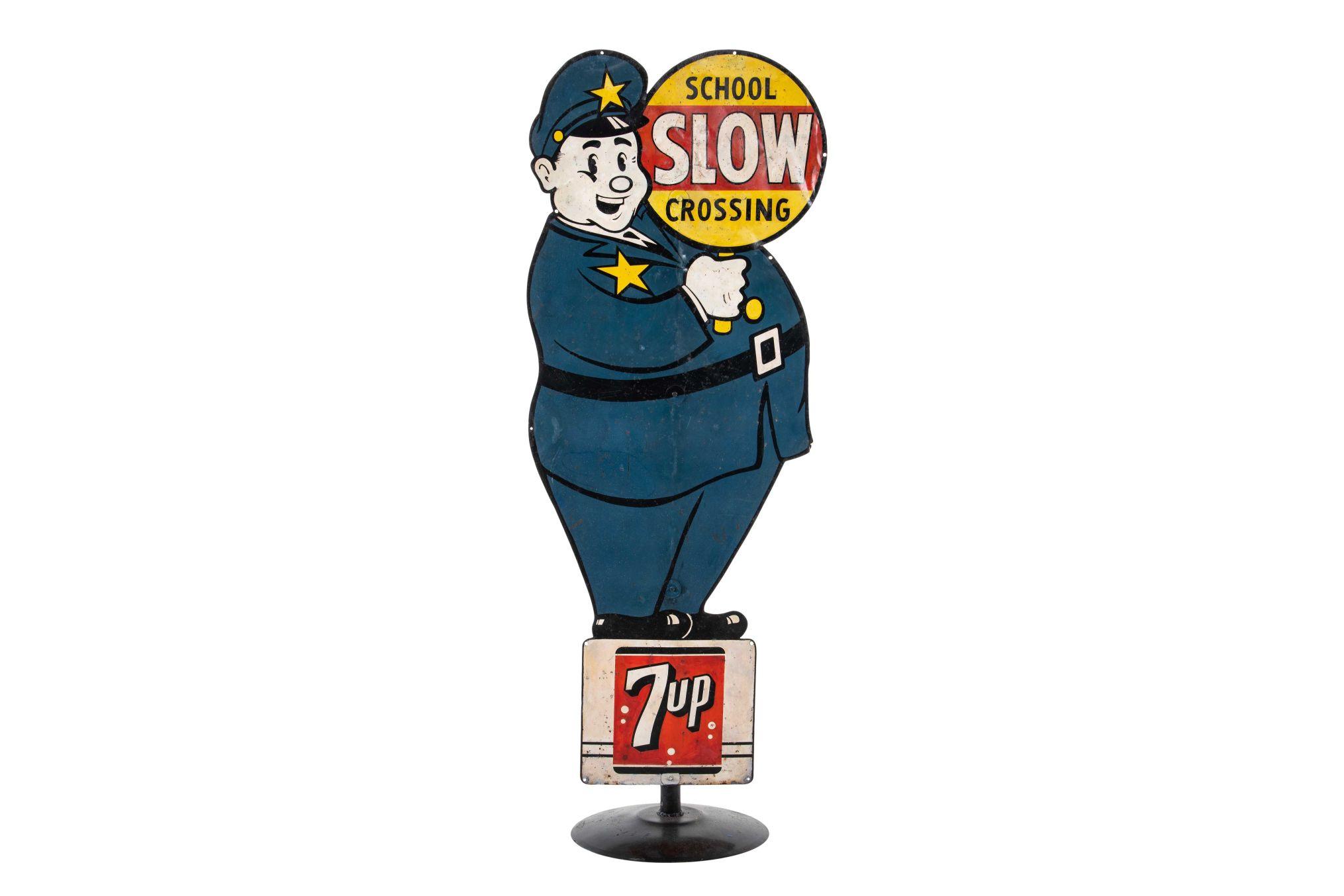 7Up School Crossing Guard Tin Sign 