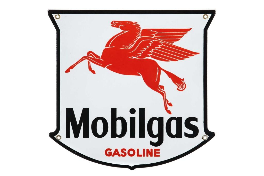 Mobilgas Gasoline Porcelain Pump Plate West Coast