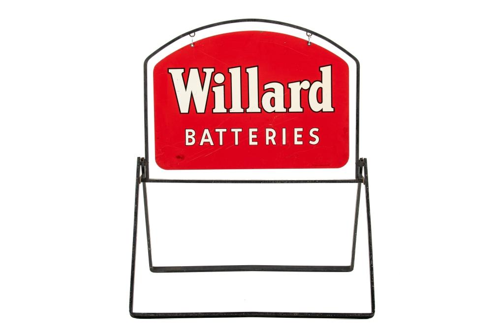 Willard Batteries Curb Sign With Frame