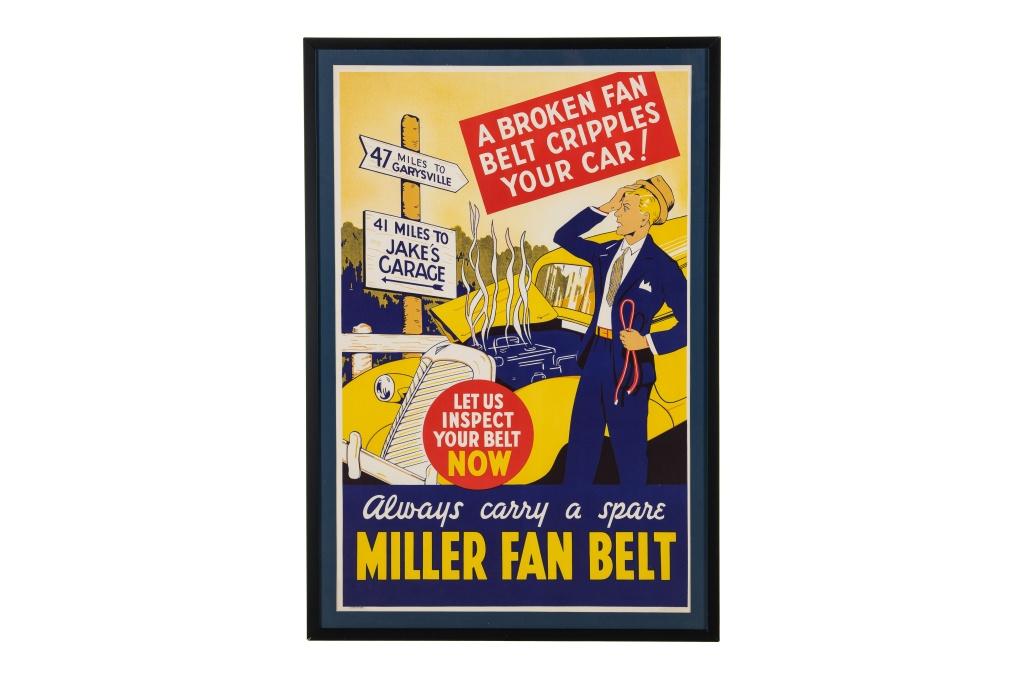 Miller Fan Belts Framed Advertisement