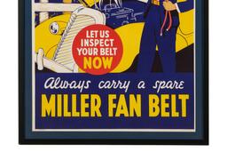 Miller Fan Belts Framed Advertisement