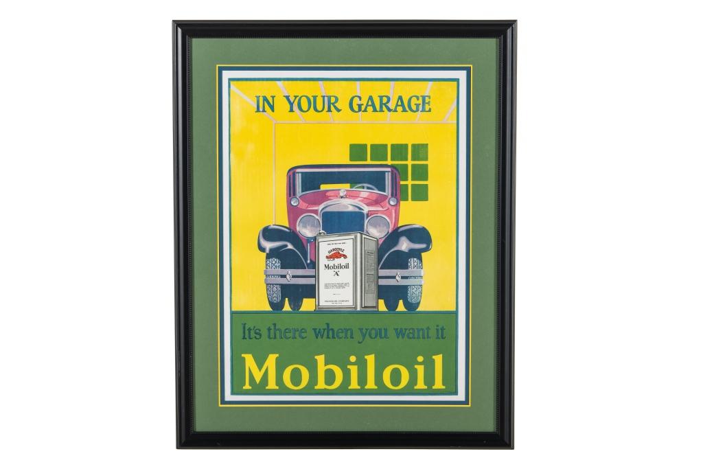 Early Framed Mobiloil Advertisement