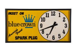 Blue Crown Spark Plug Tin Clock