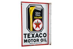 Texaco Motor Oil Clean Clear Golden Flange Sign