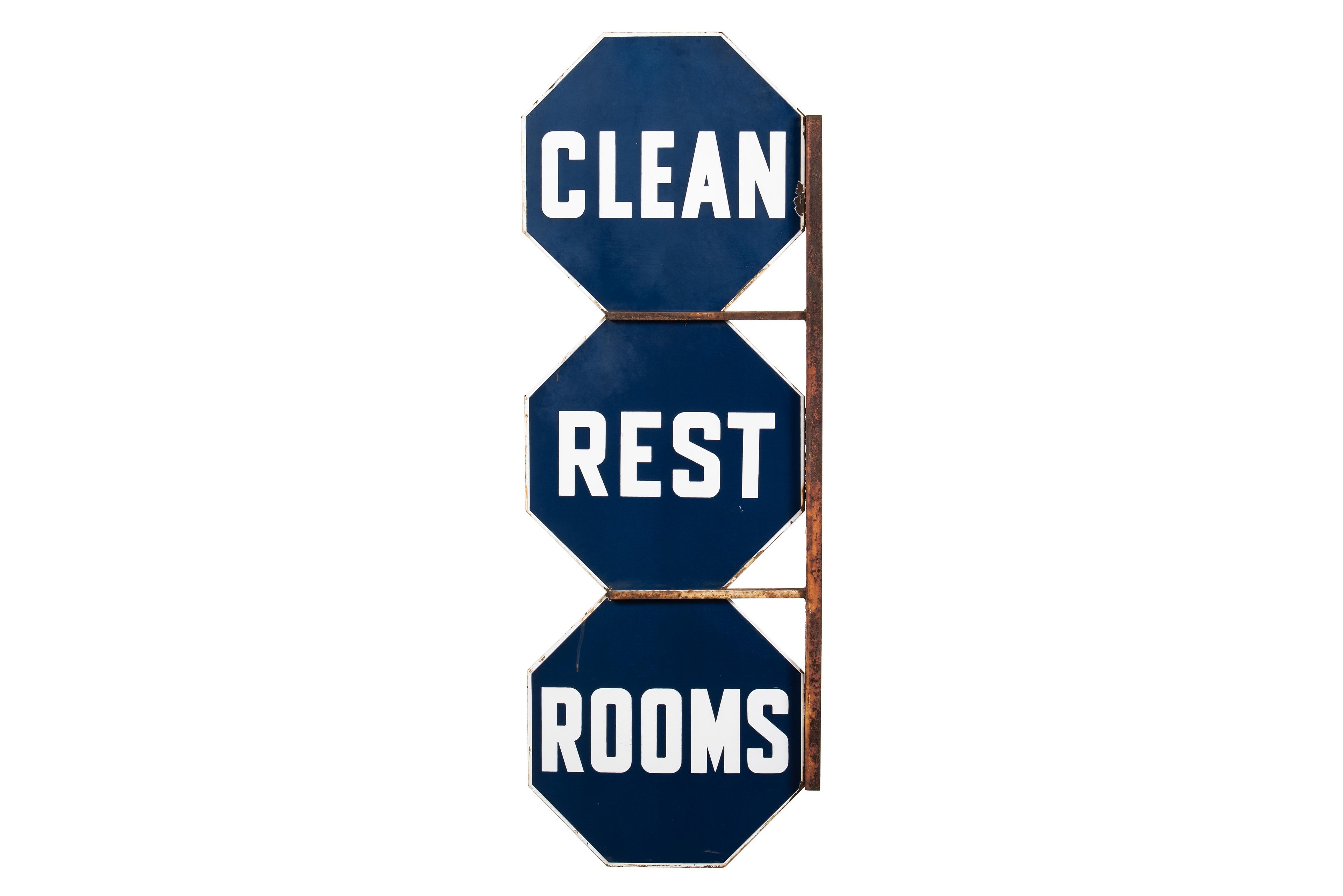 Clean Rest Rooms Porcelain Sign