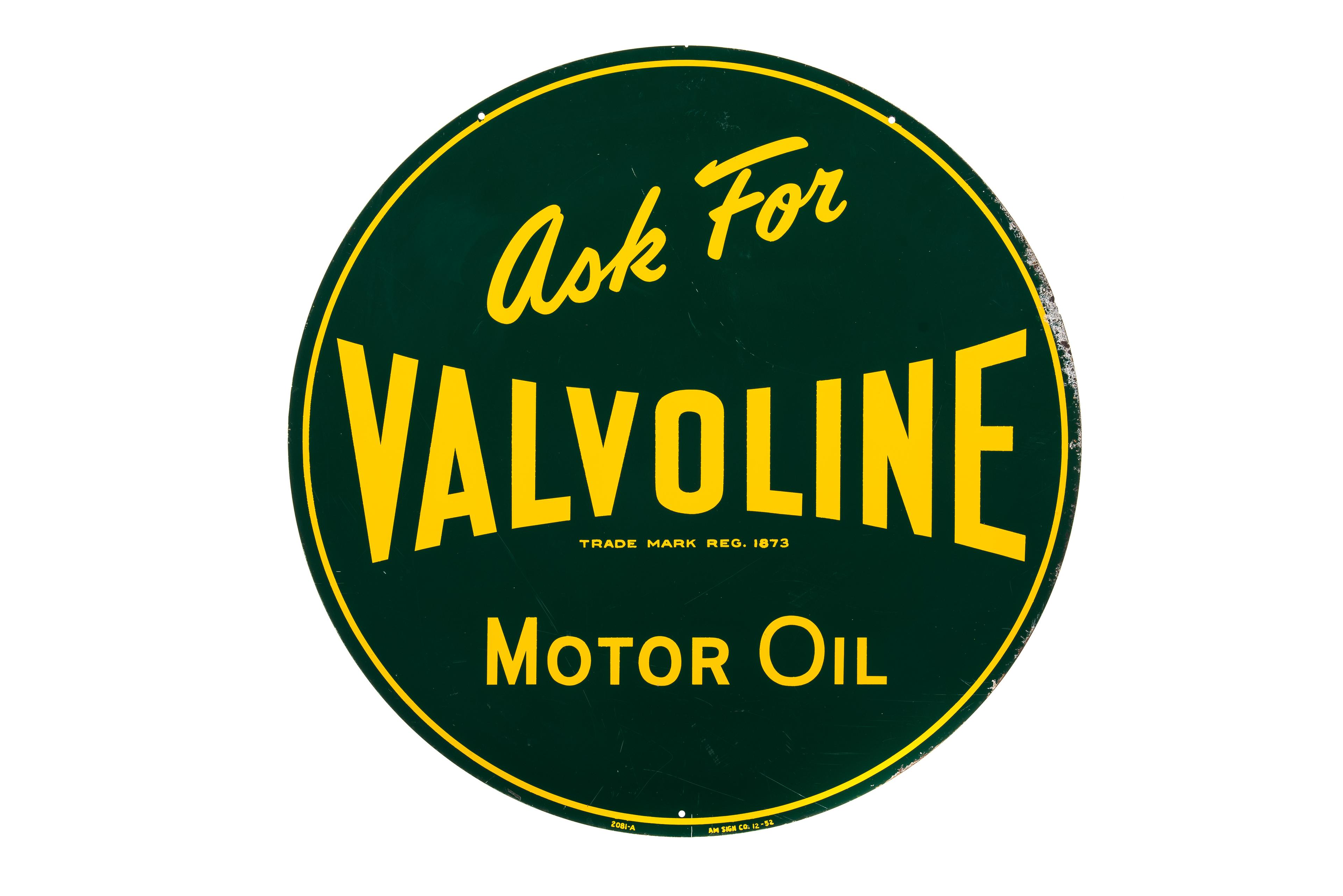 Valvoline Motor Oil Tin Sign