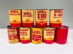 Lot of 9 various Shell one quart oil cans
