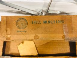 NOS Shell restroom sign brackets in the box