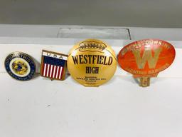 Lot of 4 various license plate toppers Wisconsin USA Optometrist