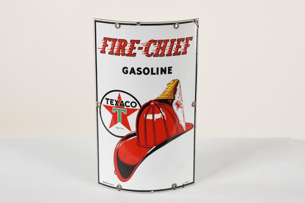 Curved Texaco Fire Chief Sign