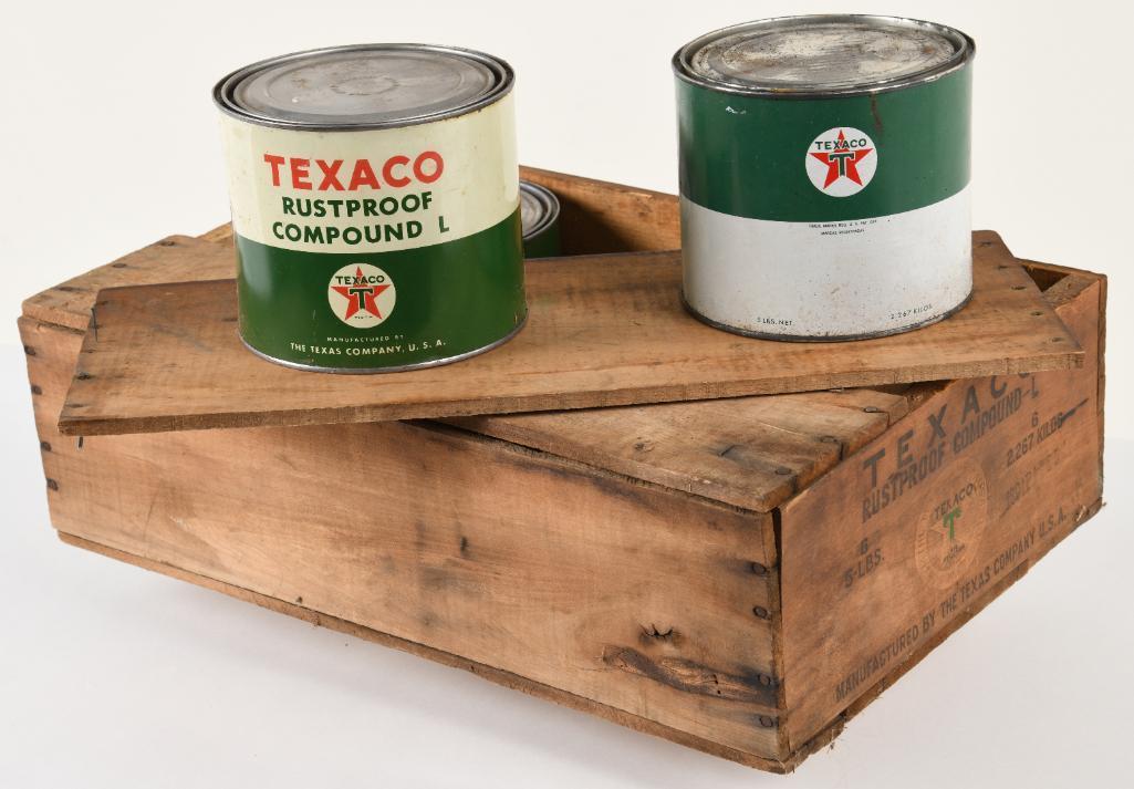 Texaco Rustproof Crate & Cans