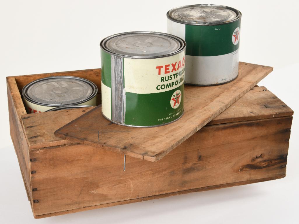 Texaco Rustproof Crate & Cans