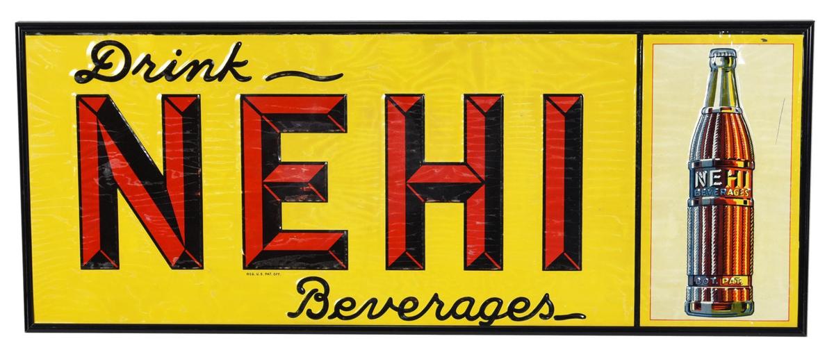 Drink Nehi Beverages w/Bottle Metal Sign