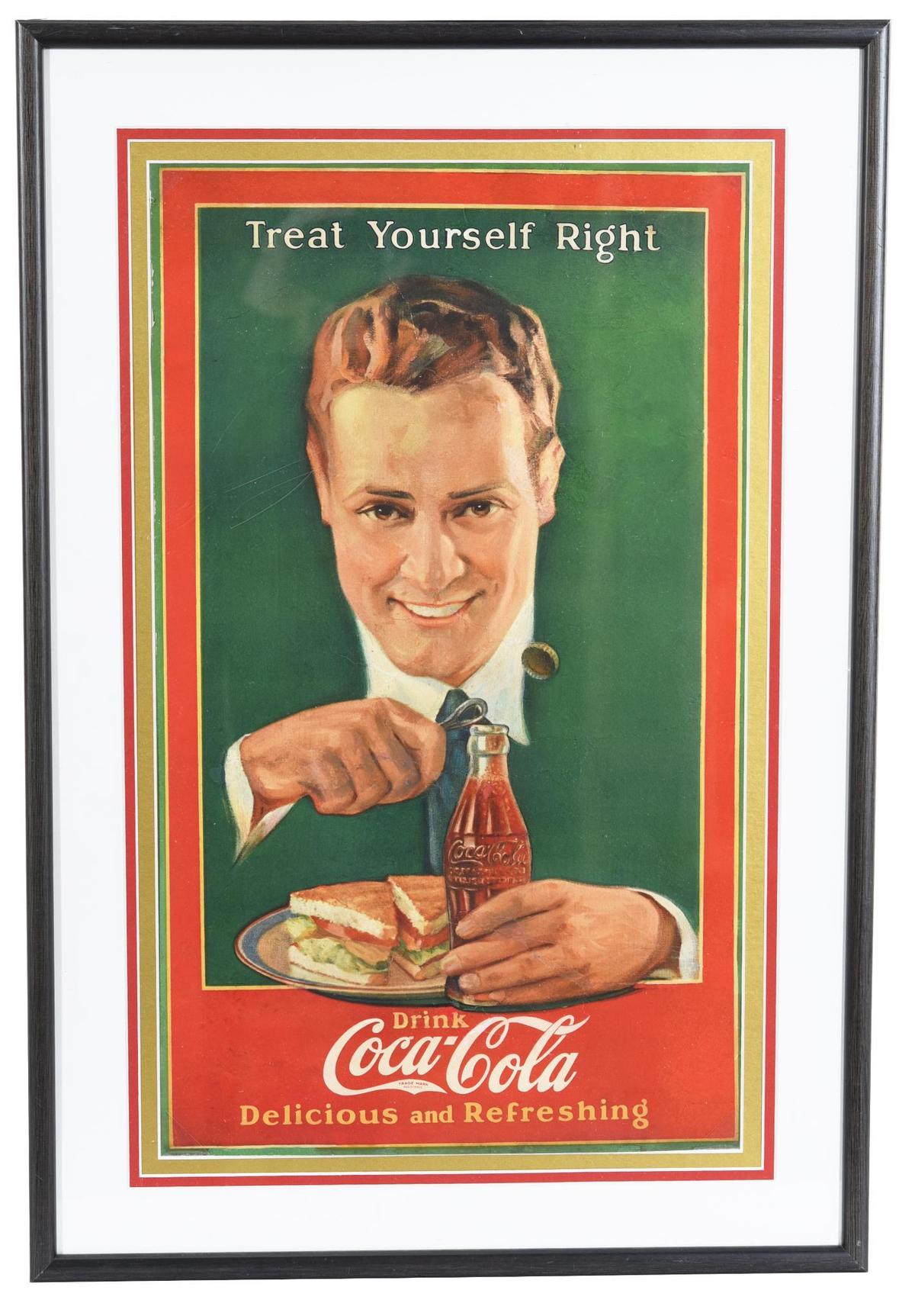 1920's Coca-Cola "Treat Yourself Right" Poster Ad