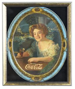 1909 Coca-Cola Oval Serving Tray Exhibition Girl