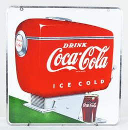 Drink Coca-Cola Ice Cold Dispenser Porcelain Sign