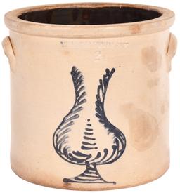 White's 3 Gallon Stoneware Crock w/Stylized Vase Design