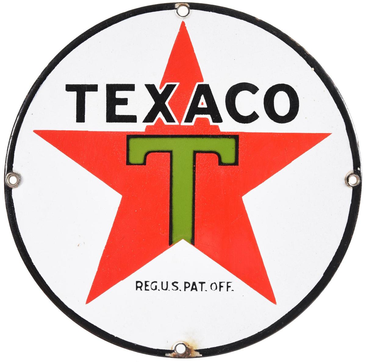 Texaco (black-T) Star Logo Porcelain Sign