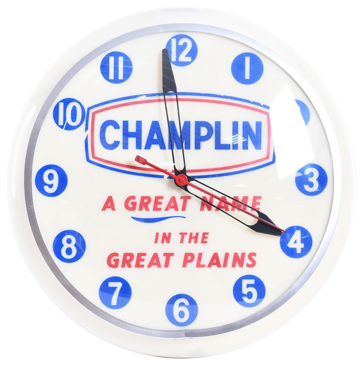 Champlin "A Great Name in the Great Plains" Lighted Clock