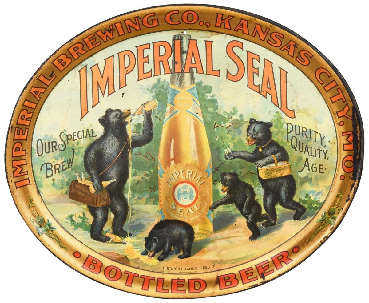 Imperial Seal Bottled Beer Serving Tray w/Bear Family