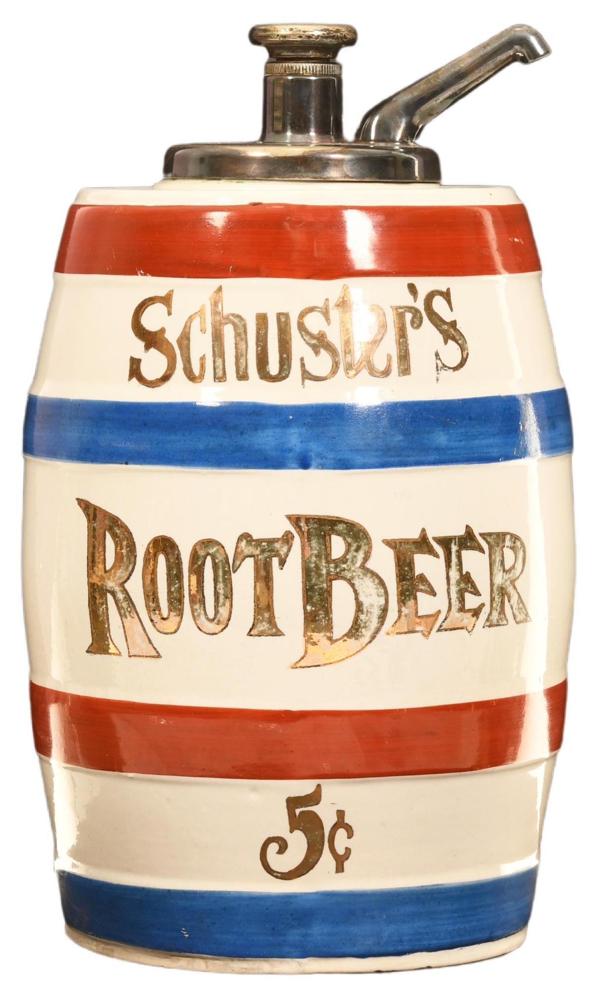 Schuster's Root Beer Ceramic Syrup Dispenser