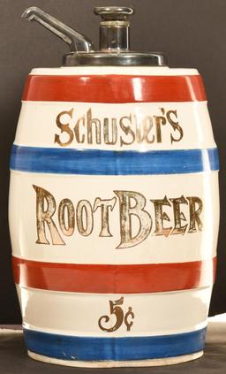 Schuster's Root Beer Ceramic Syrup Dispenser