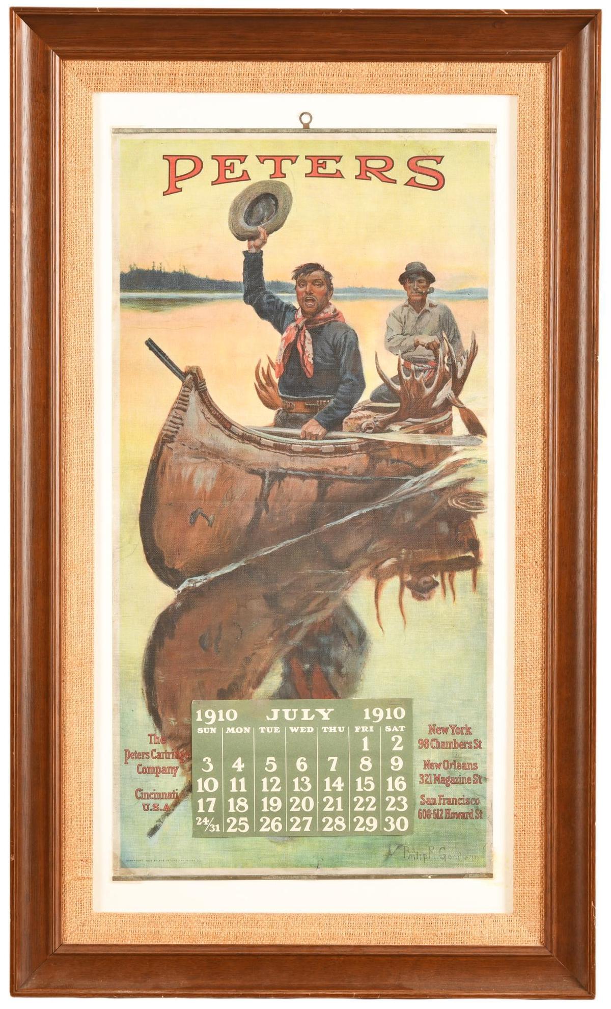 Peters Cartridge 1910 Framed Calendar
