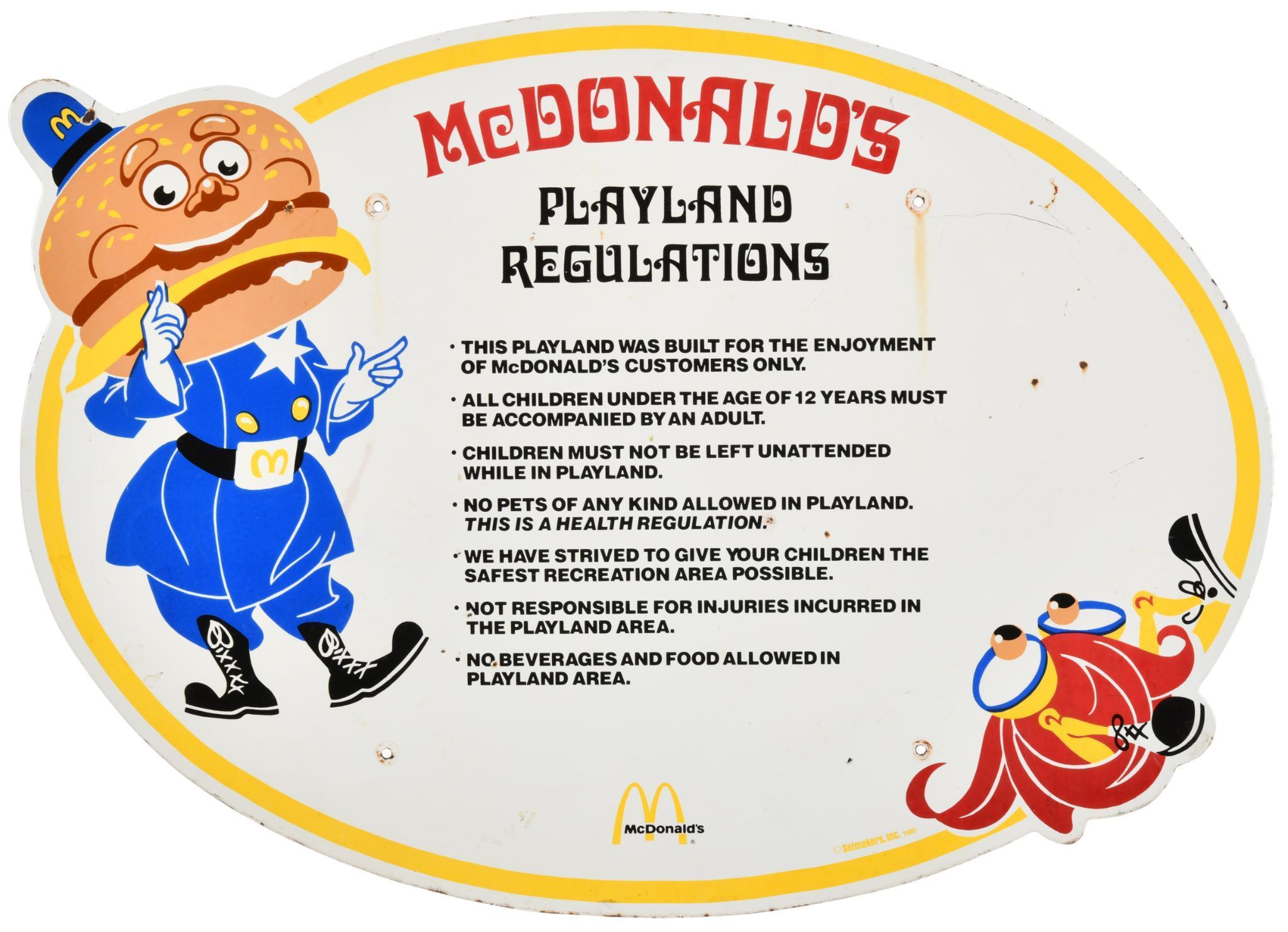 McDonalds Playland Regulations Sign
