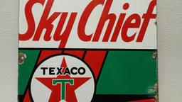 Vintage Texaco Sky Chief Gasoline Porcelain Sign