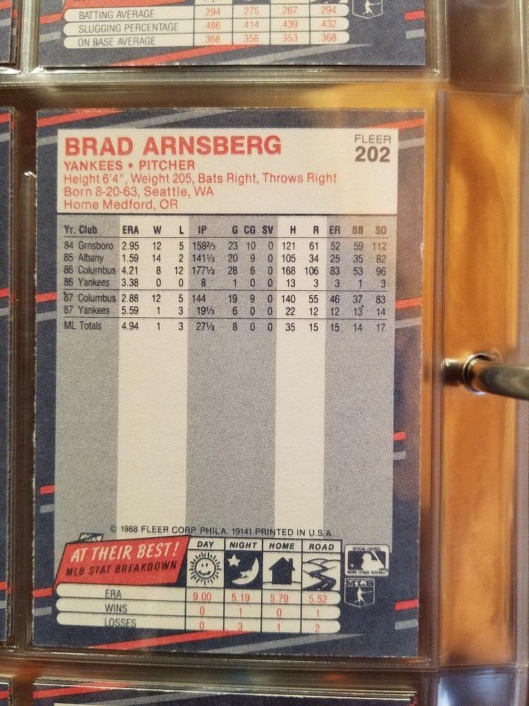 Fleer 1988 Baseball Card Collection in Protective Sheets - in 3" three ring binder