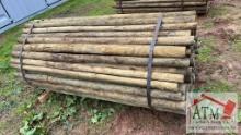 (100) 3" X 7' Treated Round Wooden Fence Post