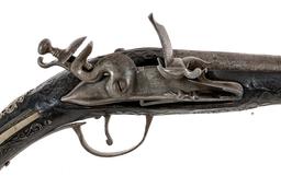 Greek or Ottoman Tin Alloy Gilt Flintlock Pistol