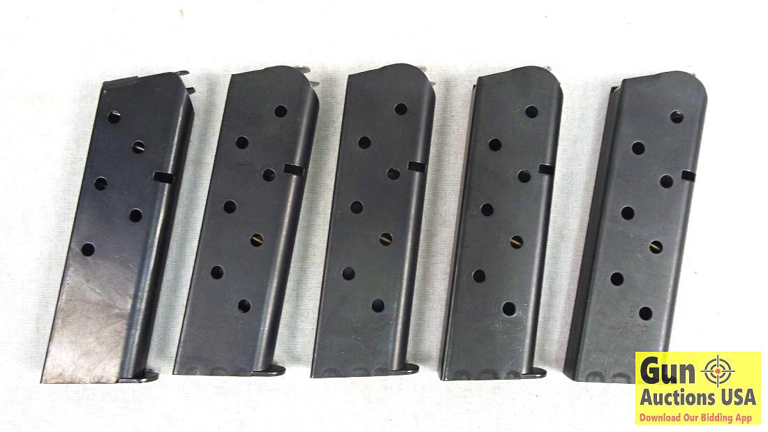 Colt 8 Round Magazines. NEW in Box. 5 Qty Colt 8 Round 45ACP Blued Magazines. USA (31901)