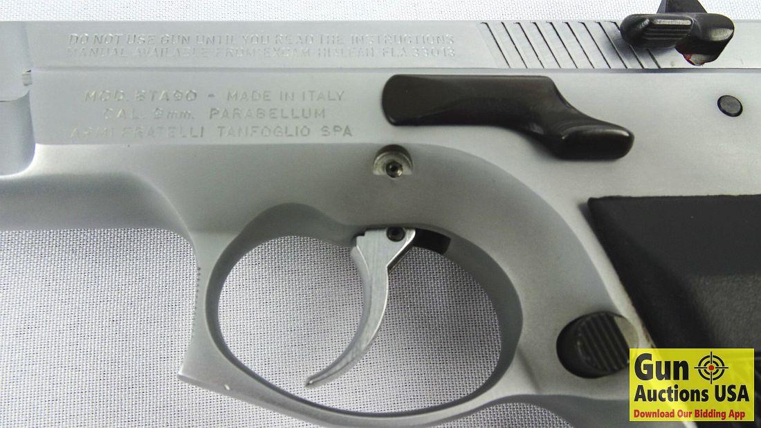 TANFOGLIO BTA90 9MM Semi Auto Pistol. Very Good Co